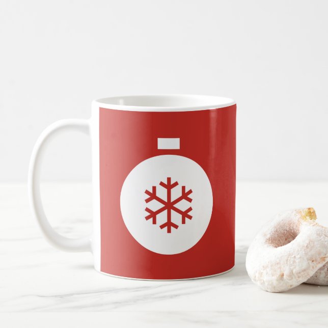 Caneca de Café Vermelha Bola de Natal (Com Donut)