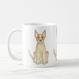 Caneca de café vermelha de Heeler do cão
