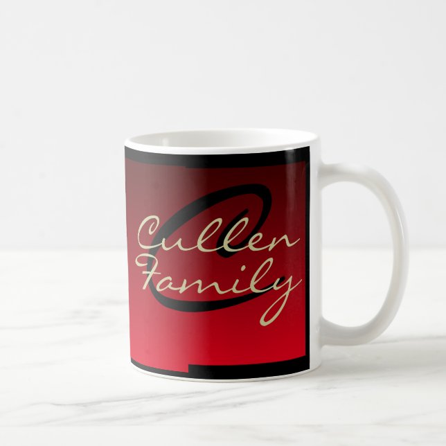 Caneca de café vermelha do monograma (família) (Direita)