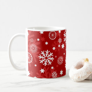 Caneca de café vermelha moderna do Natal do floco