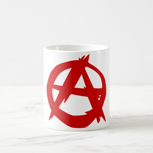 Caneca De Café Vermelho A do símbolo da anarquia e círculo sem (Centro)