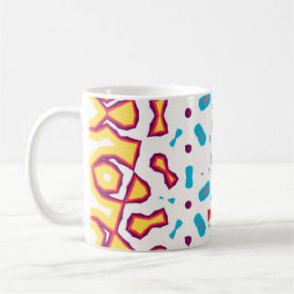 Caneca De Café Vermelho Artístico e Padrão Angular Moderno Azul