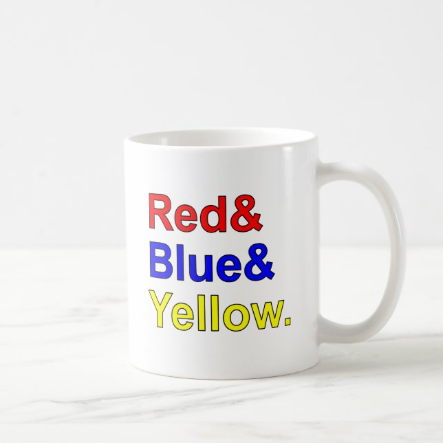 Caneca De Café Vermelho Azul Amarelo | Cores Primárias (Direita)