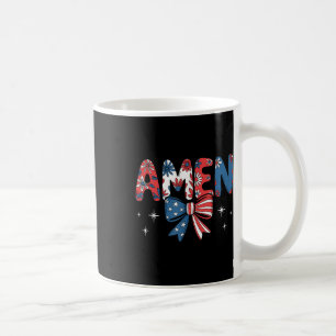 Caneca De Café Vermelho Branco Azul Amen Flor Coquette Laço Bande