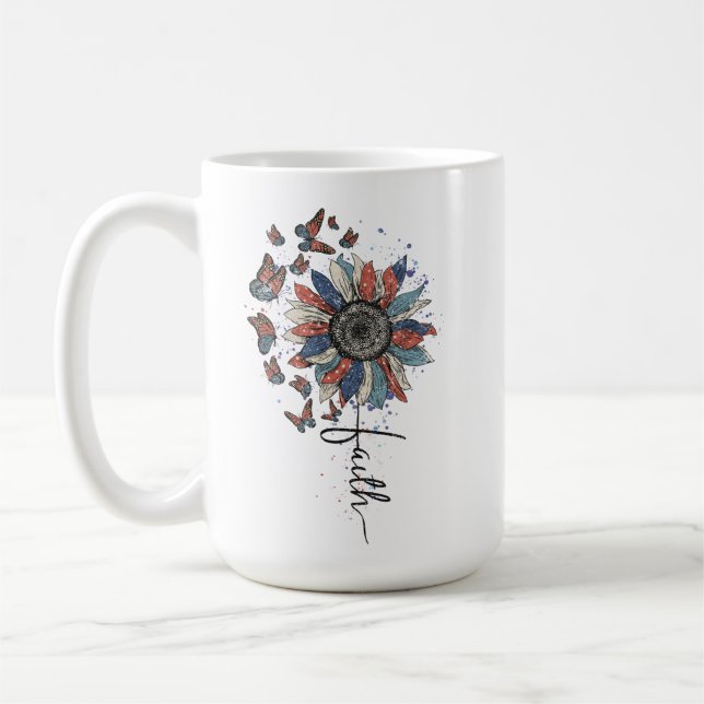 CANECA DE CAFÉ VERMELHO BRANCO AZUL COM BORDAS (Esquerda)
