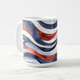 Caneca De Café Vermelho Branco Azul Náutico