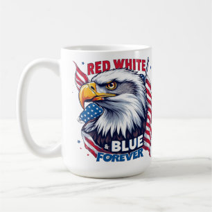 Caneca De Café Vermelho Branco & Azul Para Sempre Bandeira Americ
