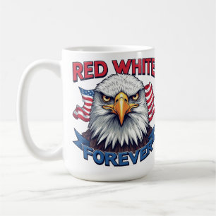 Caneca De Café Vermelho Branco & Azul Para Sempre Bandeira Americ