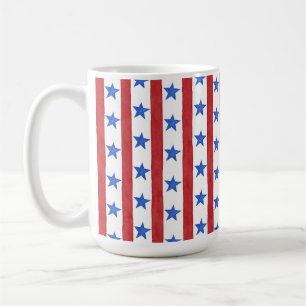 Caneca De Café Vermelho Branco & Azul Patriota
