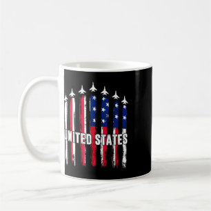 Caneca De Café Vermelho Branco Azul Patriótico Bandeira Dos EUA J