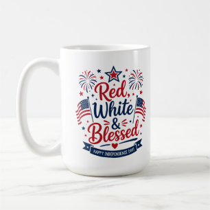 Caneca De Café Vermelho, Branco & Bendito 4 de Julho Patriótico