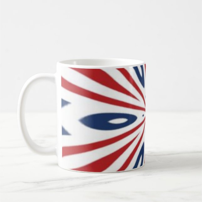 Caneca De Café vermelho, branco e azul (Esquerda)