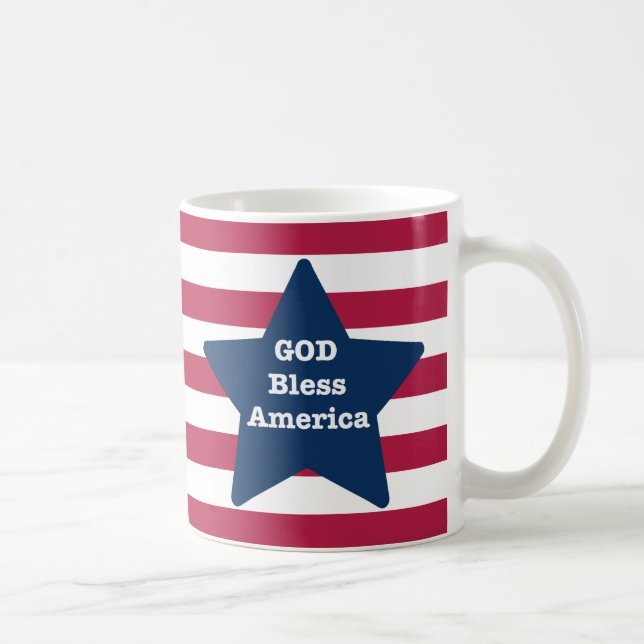 Caneca De Café Vermelho Branco E Azul Da América Do deus abençoe (Direita)