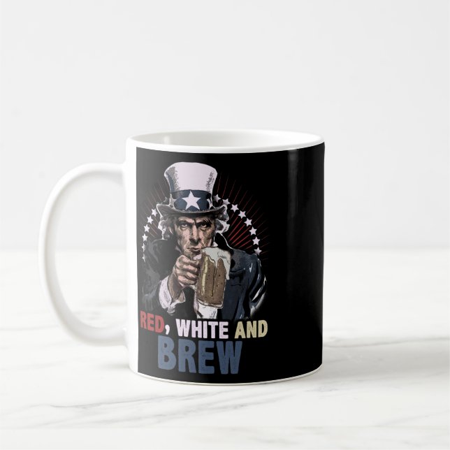 Caneca De Café Vermelho Branco E Cerveja 4 De Julho Tio Sam  (Esquerda)