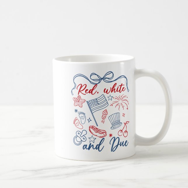 Caneca De Café Vermelho Branco E Devido 4 De Julho Gravidez Verão (Direita)