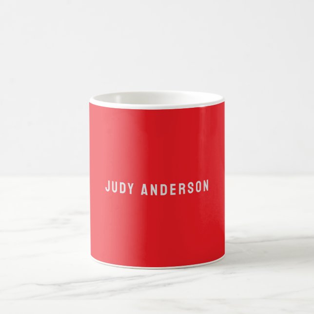 Caneca De Café Vermelho Brilhante Profissional Simples Moderno El (Centro)