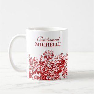 Caneca De Café Vermelho da cesta floral do favor do chá de panel