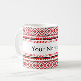 Caneca De Café Vermelho de bordado ucraniano personalizável