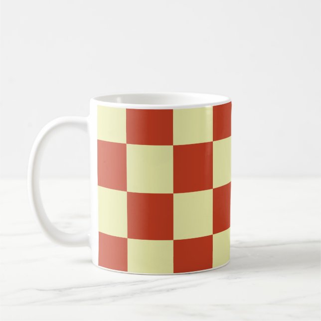 Caneca De Café Vermelho e Creme Verificados (Esquerda)
