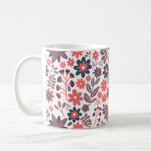 Caneca De Café Vermelho e Negro Moderno Flor de Dois Lados