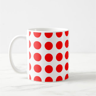 Caneca De Café Vermelho em Bolinhas Horizontais de Grande Tamanho