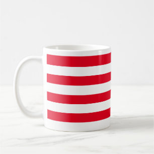 Caneca De Café Vermelho espesso e branco clássico - riscado horiz