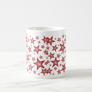 Caneca De Café Vermelho - Estrelas brancas