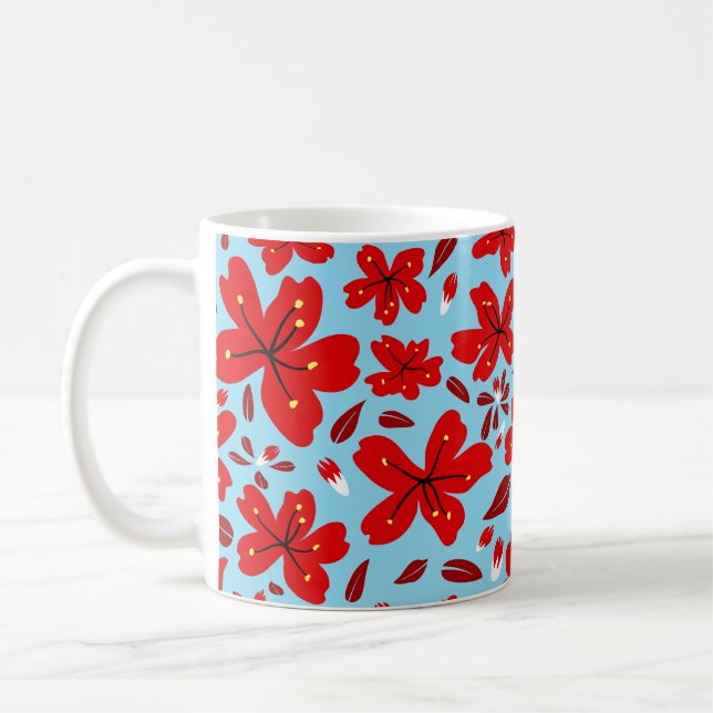 Caneca De Café Vermelho Floral (Esquerda)