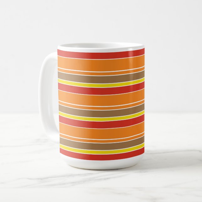 CANECA DE CAFÉ VERMELHO LARANJA AMARELO FAIXAS MARAVILHAS AUTUMN (Frente Esquerda)