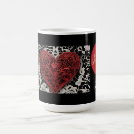 Caneca De Café Vermelho Moderno e Lace Negro