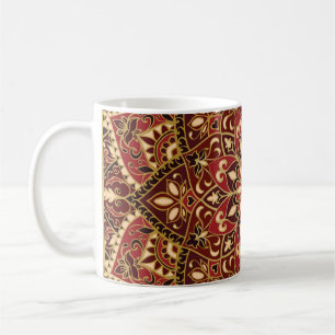 Caneca De Café Vermelho Oriental: tapete Floral Vintage
