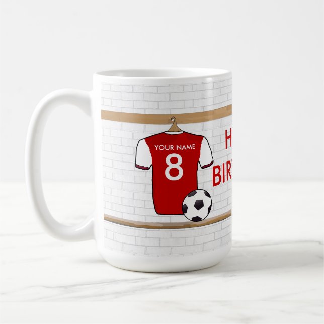 Caneca De Café Vermelho personalizado com o jérsei de futebol (Esquerda)
