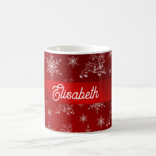 Caneca De Café vermelho,rena, estrela, estrelas, floco de neve, n