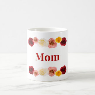 Caneca De Café Vermelho Rosa e Rosas Amarelas Fronteira Mãe Café