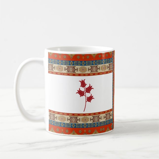 Caneca De Café Vermelho Turco Oriental E Mug Marrom com Tulipas (Esquerda)