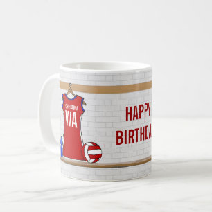 Caneca De Café Vermelho uniforme do Netball feito sob encomenda