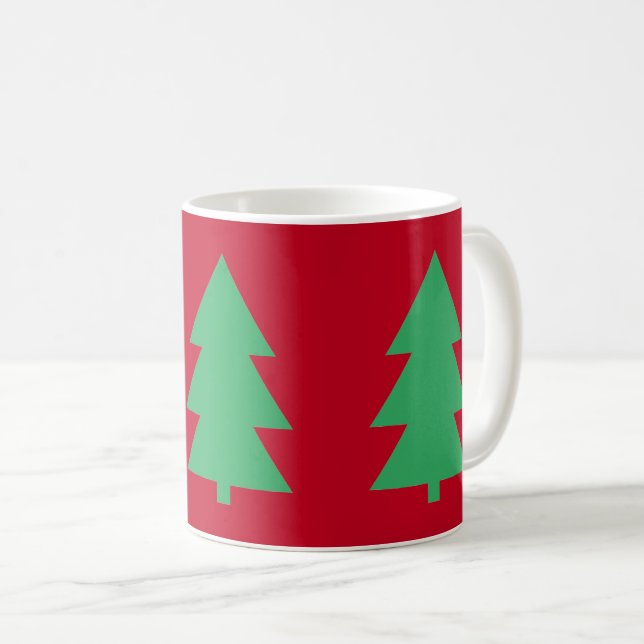 Caneca De Café Vermelho verde árvore de Natal (Frente Esquerda)
