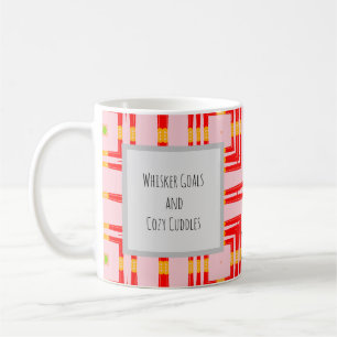Caneca De Café Vermelho Vibrante e Rosa Moderno Design Geométrico