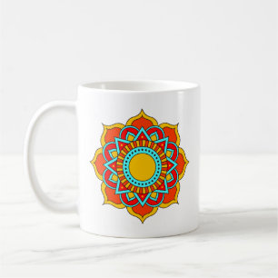 Caneca De Café Vermelhos Geométricos Flor-54567