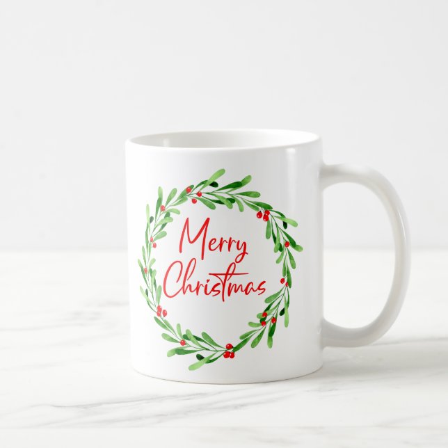 Caneca De Café Vermelhos Vermelhos Mínimos Mola de Natal Aquarela (Direita)