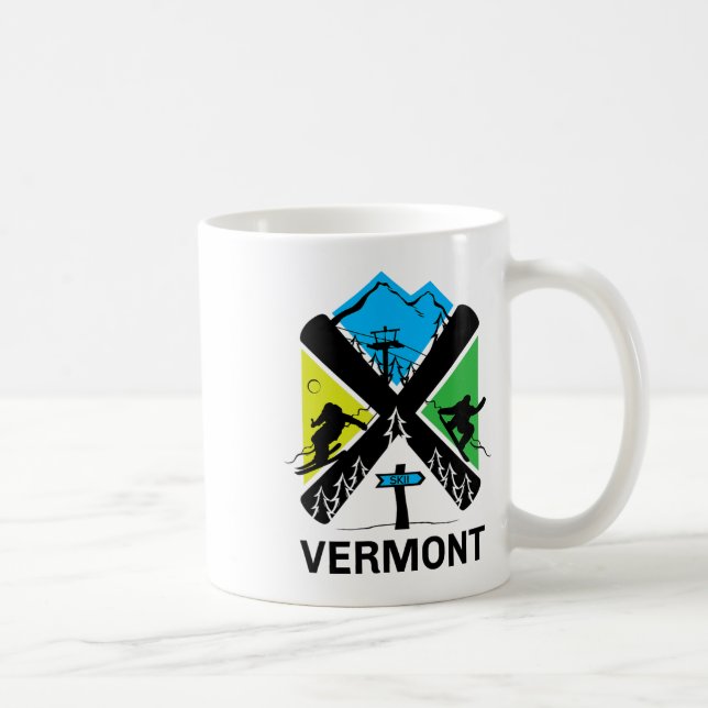 Caneca De Café Vermont Ski T Shirt - Skiing And Snowboard Accesso (Direita)
