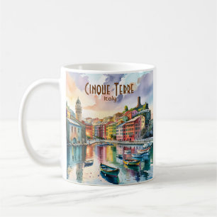 Caneca De Café Vernazza Cinque Terre Itália Aquarela Texto Person