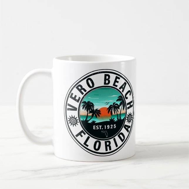 Caneca De Café Vero Beach Palm Tree Retro Sunset (Esquerda)