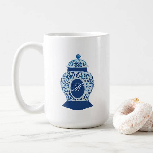 Caneca De Café Versalhes Chinoiserie Ginger Jar Monograma B (Com Donut)