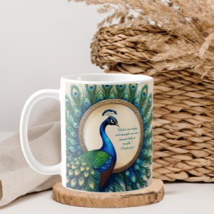 Caneca De Café Versejo Bíblico do Pavão Celestial 