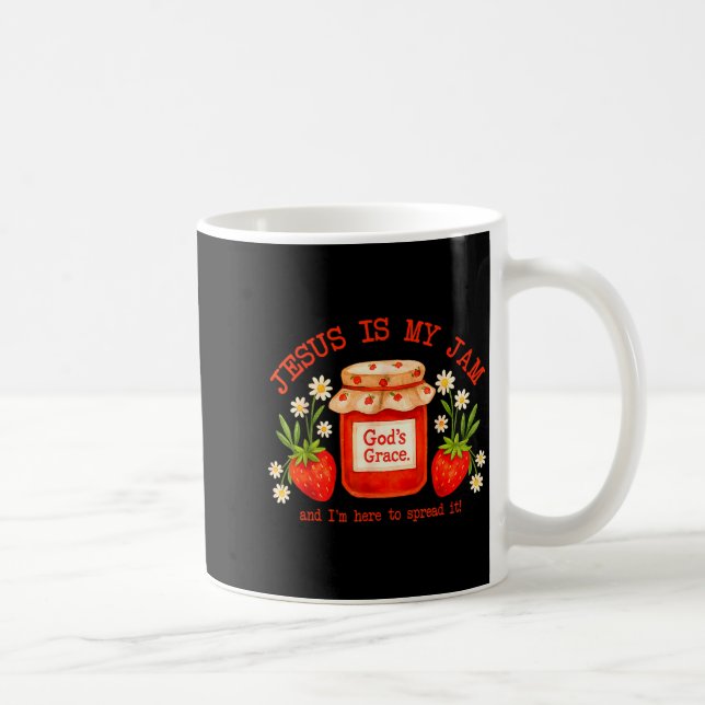 Caneca De Café Versículo Bíblico Cristão Fé Morango Jesus É Meu (Direita)