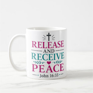 Caneca De Café Versículo Bíblico Cristão Liberta e Recebe Paz