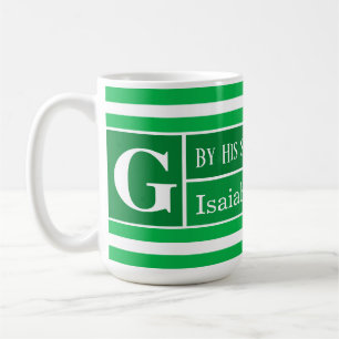Caneca De Café Versículo Bíblico de Cura Faixa Verde Inicial