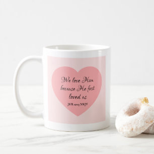 Caneca De Café Versículo da Bíblia Coração Rosa Vermelhado Simple