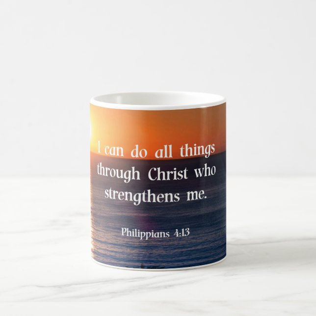 Caneca De Café versículo da Bíblia, Filipenses 4:13, (Centro)